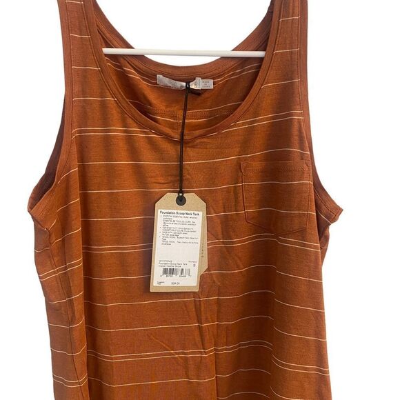Prana Foundation Scoop Neck Copper Heather Stripe Sleeveless Tank Sz S - Picture 3 of 9